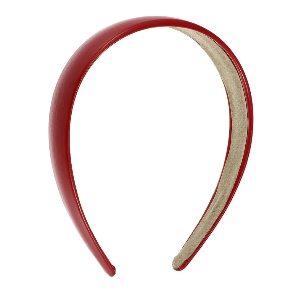 Red Faux Leather Headband Women's Fashion Hair Accessory One Size